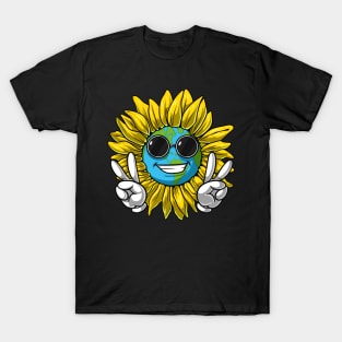 Sunflower Hippie Planet Earth T-Shirt